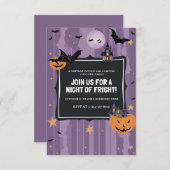 パープルエレガントハロウィーンの衣装パーティー 招待状 (正面/裏面)