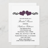 パープルエレガントハートブライダルシャワー招待状 招待状 (正面/裏面)