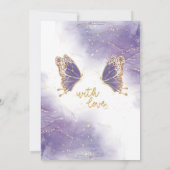 パープルエレガントバタフライゴールデン結婚式招待状 招待状 (裏面)