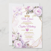 パープルエレガントバタフライ薄紫&金ゴールドキニャネラ 招待状 (正面)