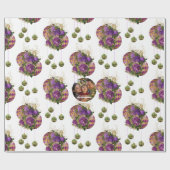 パープルエレガントバラとボーブルのクリスマスフォト ラッピングペーパー (フラット)