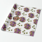 パープルエレガントバラとボーブルのクリスマスフォト ラッピングペーパー (アンロールド)