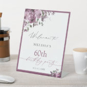 パープルエレガントバラエイジ誕生日へようこそ 台座サイン (インサイチュ)