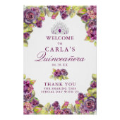 パープルエレガントバラキンセアニェラウェルカムサイン ポスター (正面)