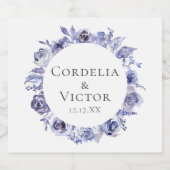 パープルエレガントバラフローラリースウィンターウェディング スパークリングワインラベル (シングルラベル)