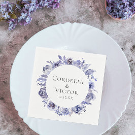 パープルエレガントバラフローラ冬夕べ結婚ズ スタンダードカクテルナプキン