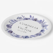 パープルエレガントバラフローラ冬夕べ結婚ズ ペーパープレート (アングル)