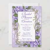 パープルエレガントバラブライダルシャワー招待状 招待状 (正面)