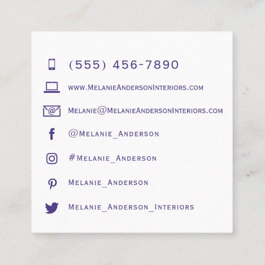 パープルエレガントバラ名刺 スクエア名刺 (裏面)