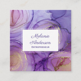 パープルエレガントバラ名刺 スクエア名刺