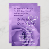 パープルエレガントバラ結婚式招待状 招待状 (正面/裏面)