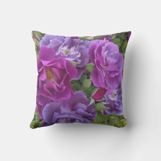 パープルエレガントバラ開花フローラ アウトドアクッション (裏面)