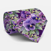 パープルエレガントパンジーパンジーフローラネックタイ ネクタイ (ロール)