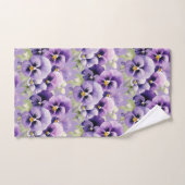 パープルエレガントパンジーフローラタオルセット バスタオルセット (ハンドタオル)
