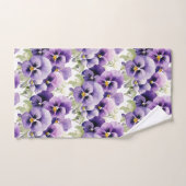 パープルエレガントパンジーフローラタオルセット バスタオルセット (ハンドタオル)