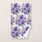 パープルエレガントパンジーフローラタオルセット バスタオルセット (ハンドタオル)