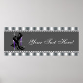 パープルエレガントヒョウハイヒール靴パーティーバナー ポスター (正面)