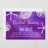 パープルエレガントビーチ結婚式ブライダルシャワー 招待状 (正面)