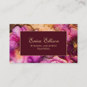 パープルエレガントピンクブルゴーニュ金ゴールドフローラ 名刺 (正面)