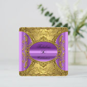 パープルエレガントピンク金ゴールドエリートファブラス50th 招待状 (スタンド正面)