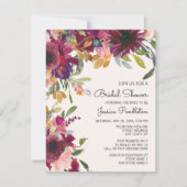 パープルエレガントピンク金ゴールドフローラブライダルシャワー 招待状 (正面)