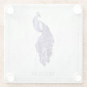 パープルエレガントピーコックガラスパーソナライズされたコースター ガラスコースター (裏面)