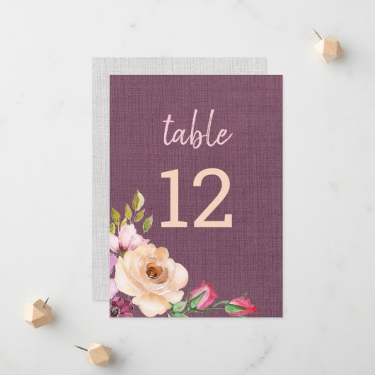 パープルエレガントピーチバラキャンバスのテクスチャ 案内状 (正面/裏面インサイチュ)