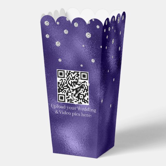 パープルエレガントフォイル&ダイヤモンド結婚のポップコーン フェイバーボックス (裏面)