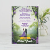 パープルエレガントフォレストのカスタマイズ可能なフローラ結婚ズ メニュー (スタンド正面)