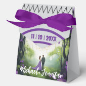 パープルエレガントフォレストカスタムウェディングカスタムフローラ フェイバーボックス (正面)