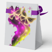 パープルエレガントフォレストカスタムウェディングカスタムフローラ フェイバーボックス (裏面)