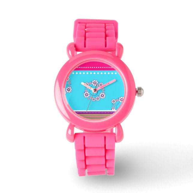 パープルエレガントフラワーデザインウォッチ 腕時計 (正面)