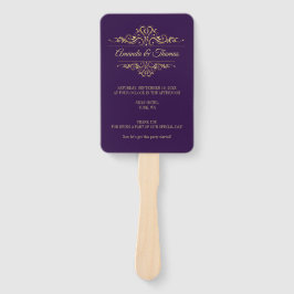 パープルエレガントフレームスタイリッシュ結婚式 プログラム ハンドファン
