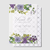 パープルエレガントフローラつる植物スウィート16 ベラム紙招待状 (オフセット (招待状))