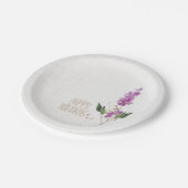 パープルエレガントフローラとグリッターグラムパーティー ペーパープレート (アングル)