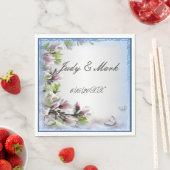 パープルエレガントフローラとバタフライ紙ナプキン スタンダードランチョンナプキン (インサイチュ)