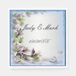 パープルエレガントフローラとバタフライ紙ナプキン スタンダードランチョンナプキン