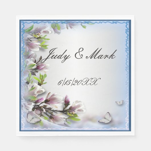 パープルエレガントフローラとバタフライ紙ナプキン スタンダードランチョンナプキン (正面)