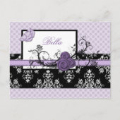 パープルエレガントフローラのビジネスサンキューカード ポストカード (正面)