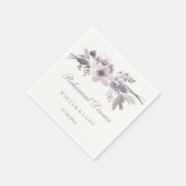 パープルエレガントフローラのリハ結婚ーサルディナー スタンダードカクテルナプキン (角)