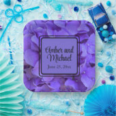 パープルエレガントフローラアジサイ・ラベンダー薄紫 ペーパープレート (パーティー)