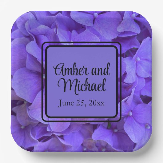 パープルエレガントフローラアジサイ・ラベンダー薄紫 ペーパープレート (正面)