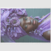 パープルエレガントフローラアフリカ系アメリカ人デコパージュ 薄葉紙 (正面)