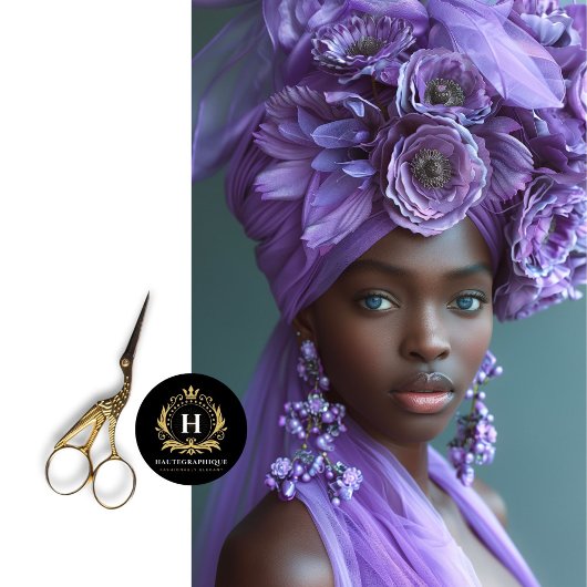 パープルエレガントフローラアフリカ系アメリカ人デコパージュ 薄葉紙