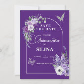 パープルエレガントフローラアーチラベンダーキンセアニラ セーブザデート (正面)