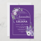 パープルエレガントフローラアーチラベンダーキンセアニラ 招待状 (正面)