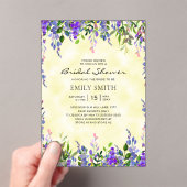 パープルエレガントフローライエローブライダルシャワー アクリル招待状 (インサイチュ (ポータブル))