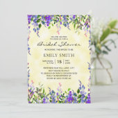 パープルエレガントフローライエローブライダルシャワー 招待状 (スタンド正面)