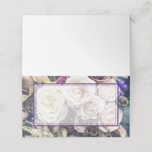 パープルエレガントフローラウェディングレセプション プレイスカード (外部開封)