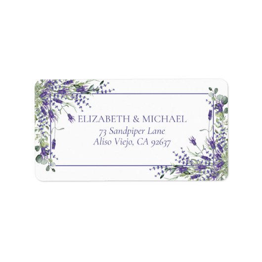 パープルエレガントフローラウェディング差出人住所 ラベル (正面)